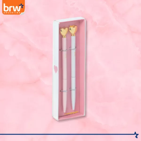 Producto - Bolígrafos Metálicos - Diseño Heart - Estuche X2