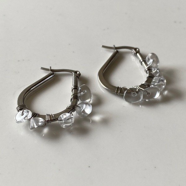 Producto - Argollas GOTA de Cuarzo cristal