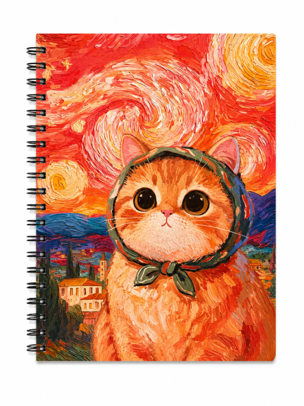Producto - Cuaderno Gatito Van Gogh - Naranja