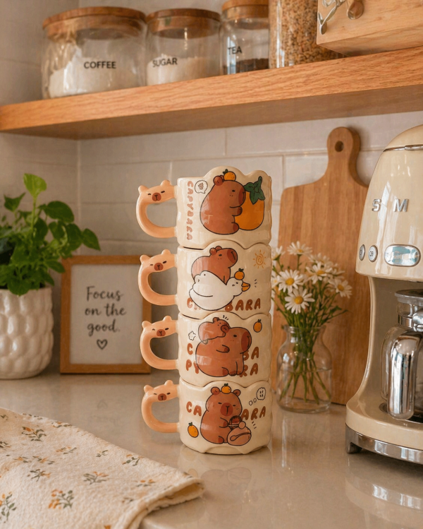 Producto - Tazas Apilables Carpincho/ Capibara cerámica premium