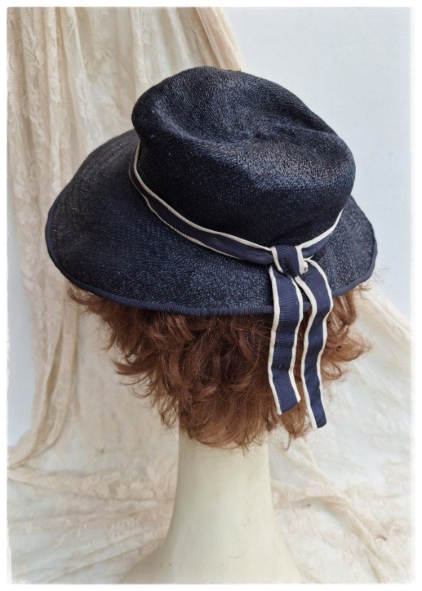 Producto - Capelina de Rafia Azul con lazo