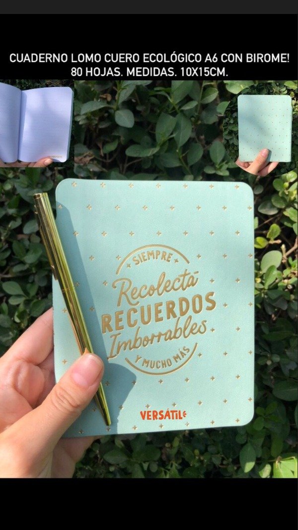 Producto - Libretas A6 con birome - cuero ecológico Aqua