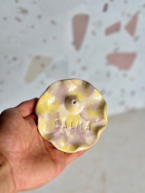 Producto - Porta sahumerios - redondos "colores" amarillo 2