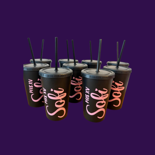 Producto - VASOS CON TAPA Y SORBETE 600 CC (ELEGIR PACK)