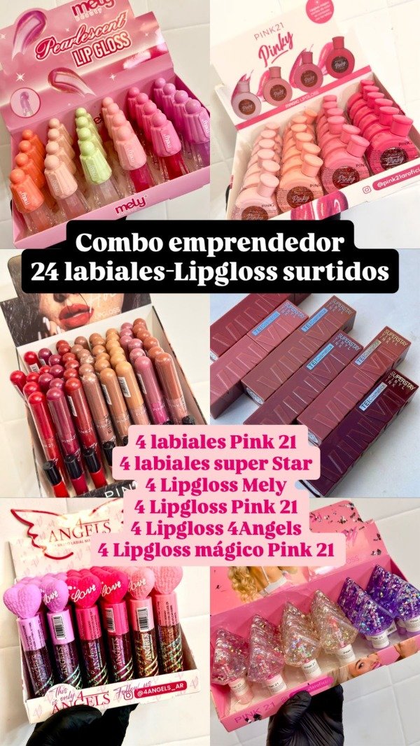 Producto - Combo 24 labiales y lipgloss surtidos