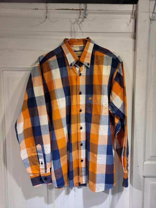 Producto - Camisa LA ARGENTINA cuadrille azul y naranja- Talle L- PRECIO: 27X - 0