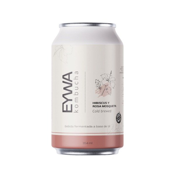 Producto - Lata KOMBUCHA HIBISCUS y ROSA MOSQUETA Sin Tacc x 354cc EYWA