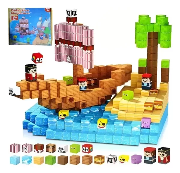 Producto - Bloques magneticos X100 cubos 2x2 Piratas - Cl