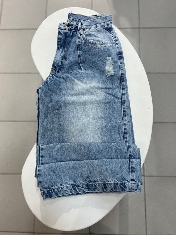 Producto - Wide leg tiro bajo celeste detalle bolsillo