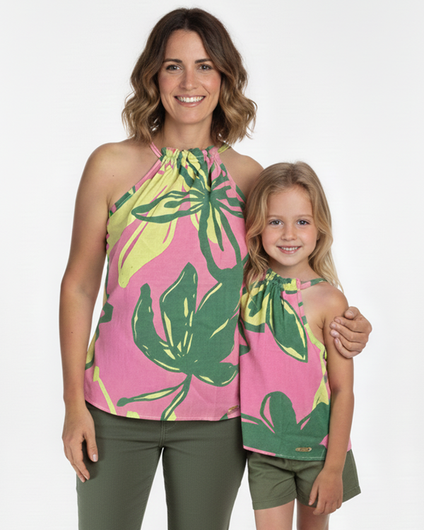 Producto - Blusa de Lino Verde y Fucsia - 0