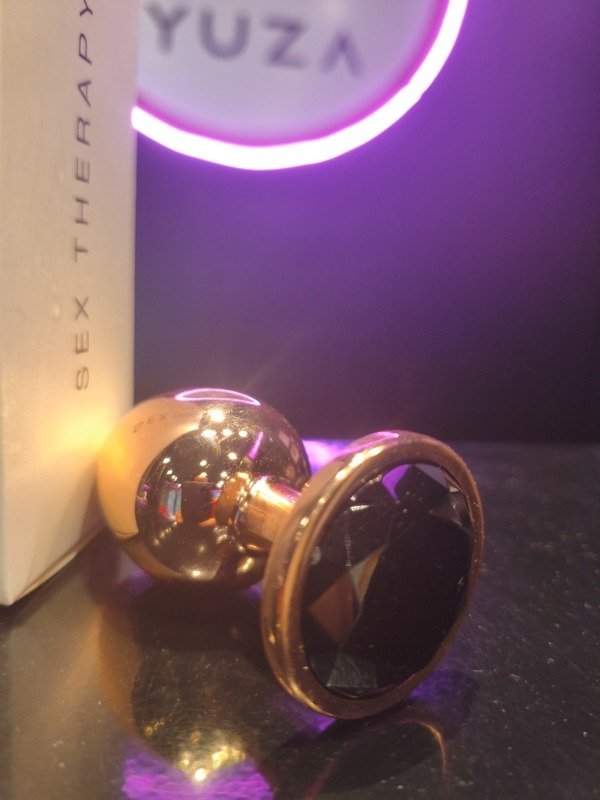 Producto - Plug gold Rose diamante circular negro