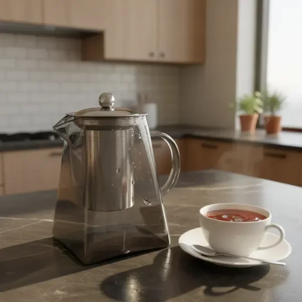 Producto - TETERA BOROSILICATO CON INFUSOR Y ASA 750CC TAPA DE ACERO INOX