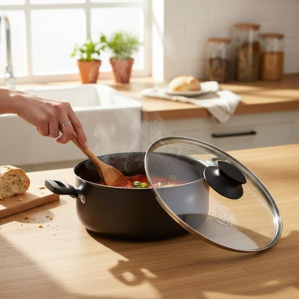 Producto - CACEROLA CON TAPA DE VIDRIO ANTIADHERENTE LINEA BRONZE 24CM JOVIFEL - 3