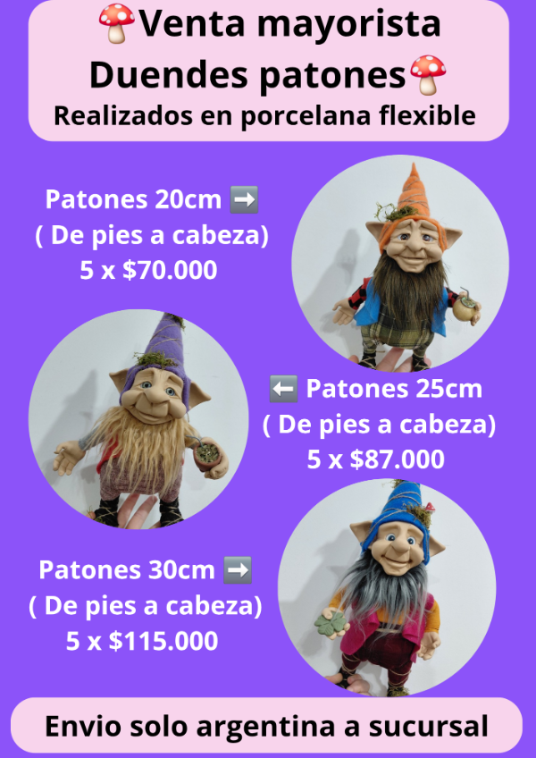 Producto - 5 duendes patones 25cm