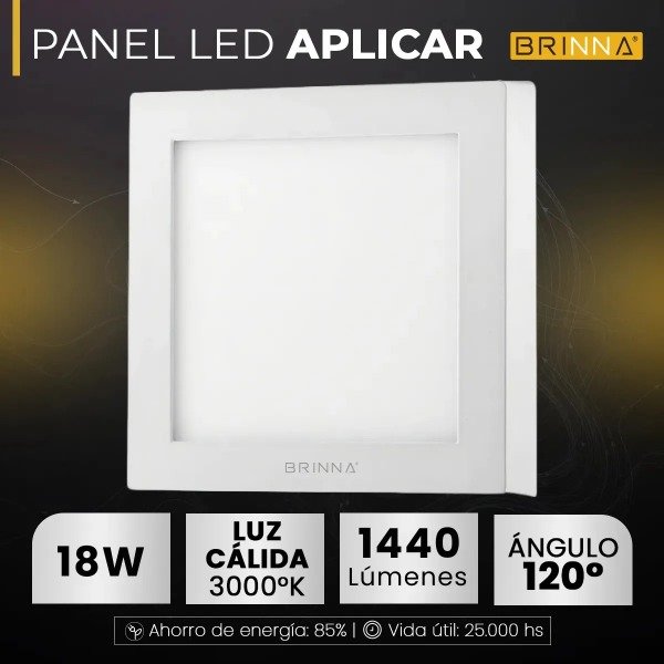 Producto - PLAFON PANEL LED CUADRADO APLICAR 18W CALIDO BRINNA - 1