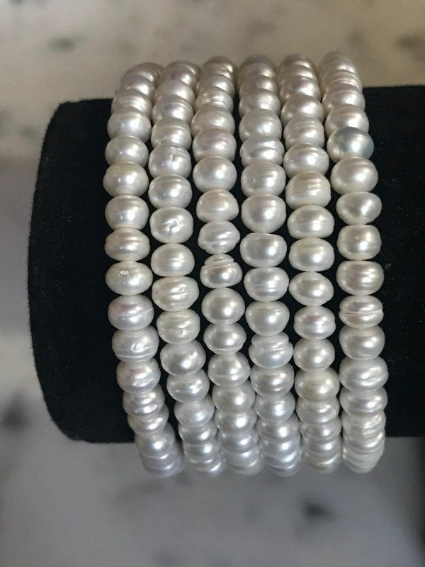 Producto - PULSERA ELÁSTICA PERLAS DE RÍO NATURAL