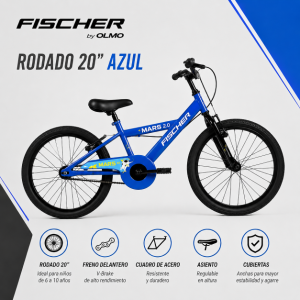 Producto - BICICLETAS FISCHER by OLMO - RODADO 20 NENE AZUL