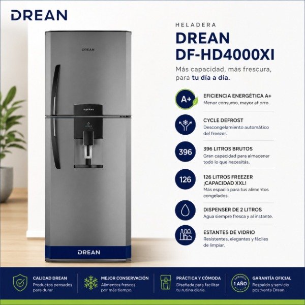 Producto - HELADERA DREAN 396LT DF-HD4000XI