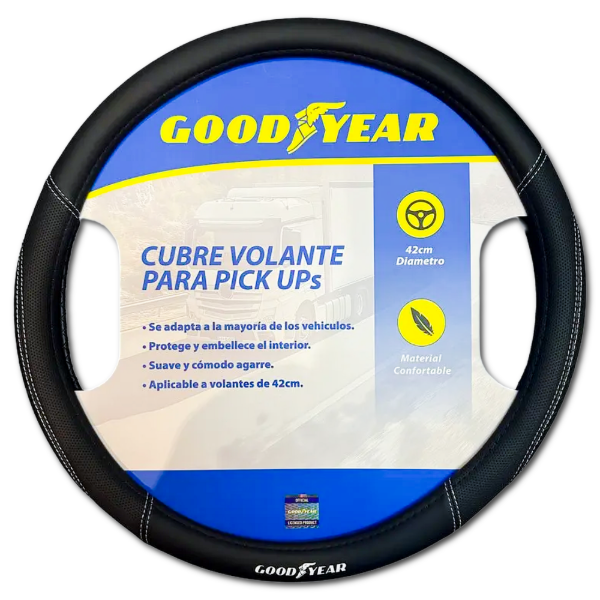 Producto - CUBRE VOLANTE GOODYEAR CAMION 42CM FORRADO EN CUERINA COMBINADO GY-6362 - 0