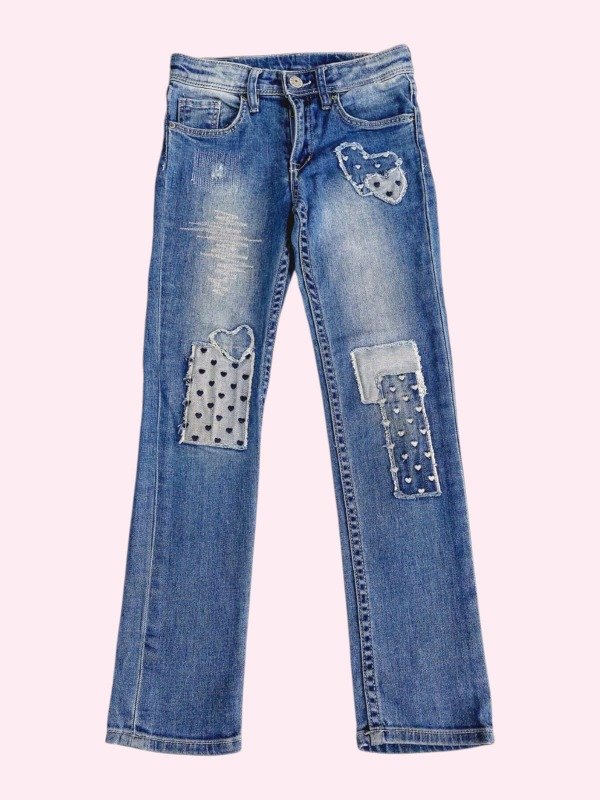 Producto - Jean elastizado azul claro con parches HYM 6/7 años