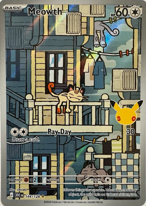Producto - Meowth Illustration Rare 144/128 30th Celebration