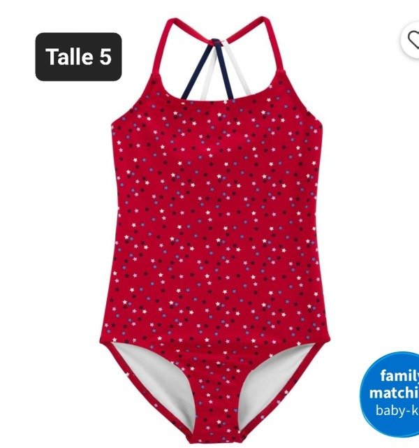 Traje de baño Carters talle 5 estrellas rojo