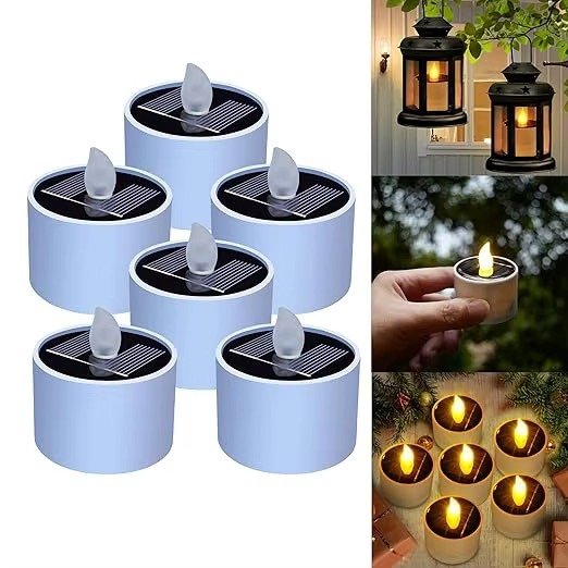 Producto - Pack X6 Vela Led Solar Exterior Efecto Llama Luz Decorativa - 0