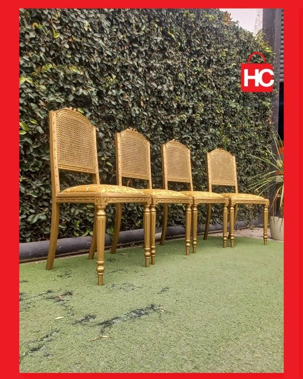 Producto - Juego de comedor antiguo estilo Luis XVI (4 sillas + 2 sillones de cabecera) - 1