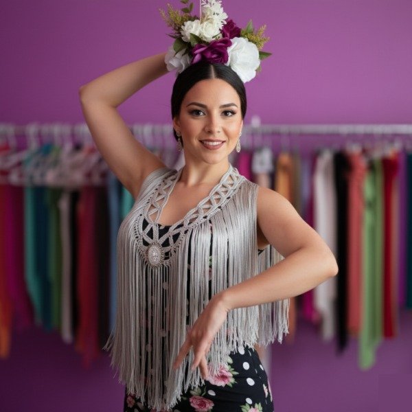 Producto - Tira De Flecos De Seda Para Escote Zig Zag Color Plata