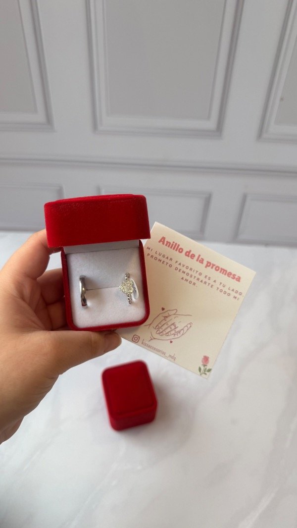 Producto - Caja de anillos de la promesa alianza + corazón con cubics