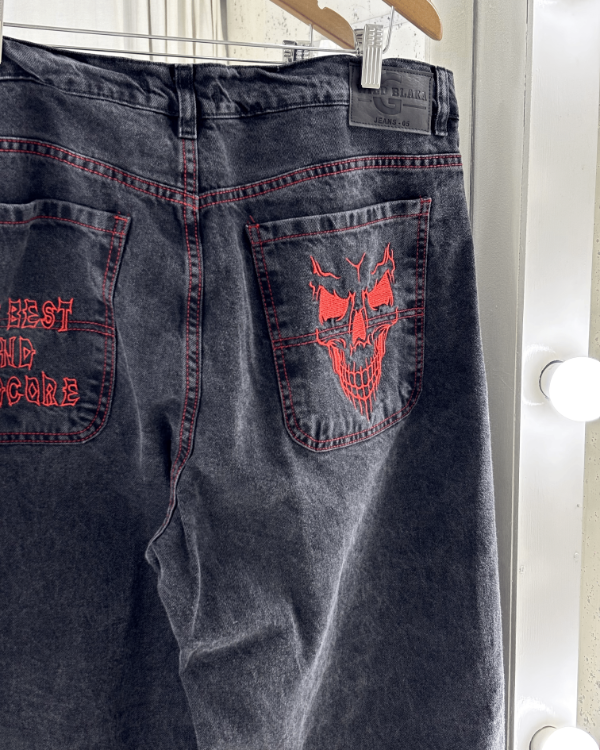 Producto - Jean Baggy Bordado Rojo