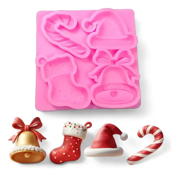 Producto - Silicon navidad gorro / campana / baston