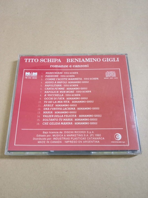 Producto - Romanze e canzoni - Tito Schipa Beniamino Gigli - MM 1992 - 1