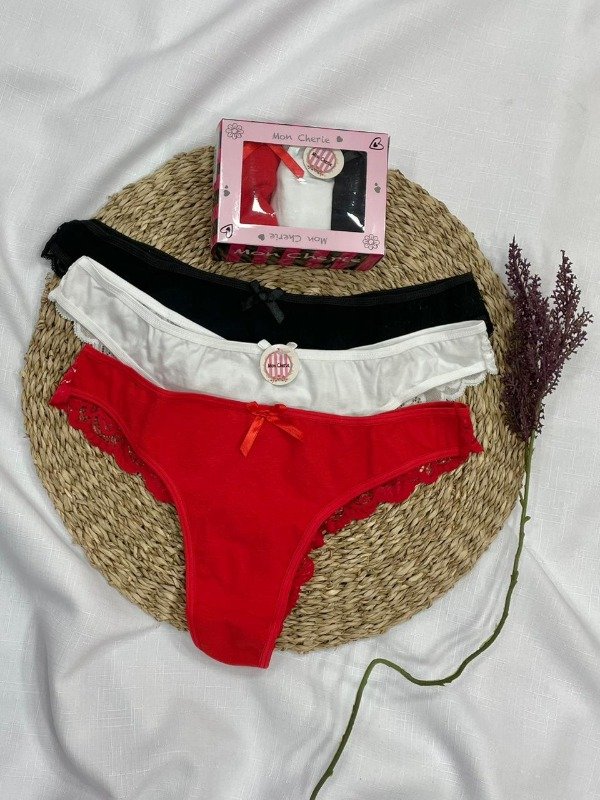 Producto - Art 1009- MON CHERIE- Pack X3 Colaless de Algodón Puntilla Trasera T: UNICO