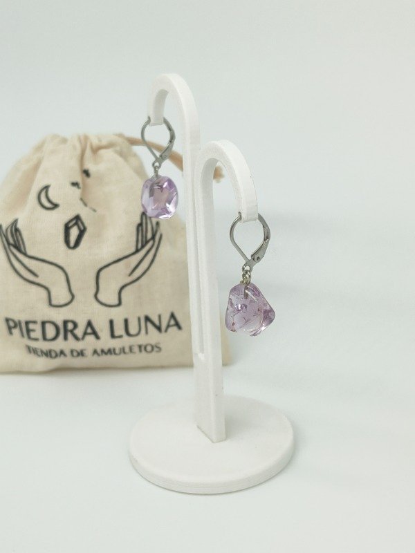 Producto - Aros COLGANTE de amatista (en rolado) - 1