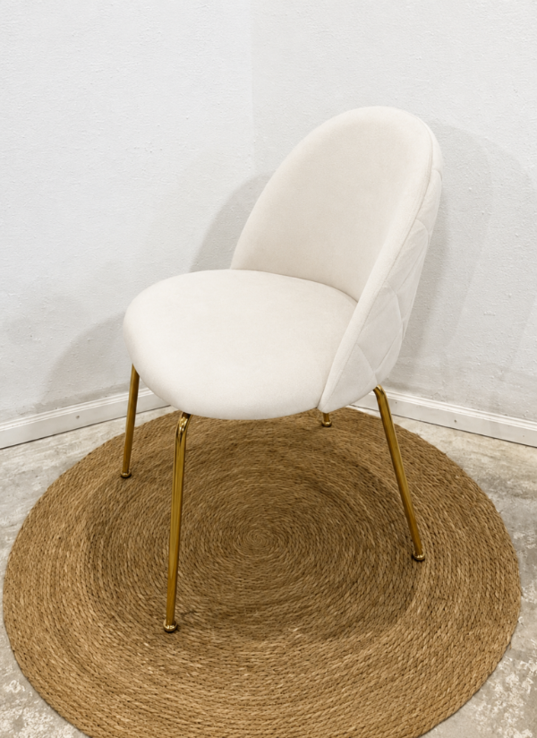 Producto - SILLA PRINCE TAPIZADA PANA BEIGE PATA DORADA