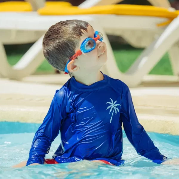 Producto - REMERA CON PROTECCION UV NIÑO - MANGAS LARGAS AZUL FRANCIA - ORIGAMI