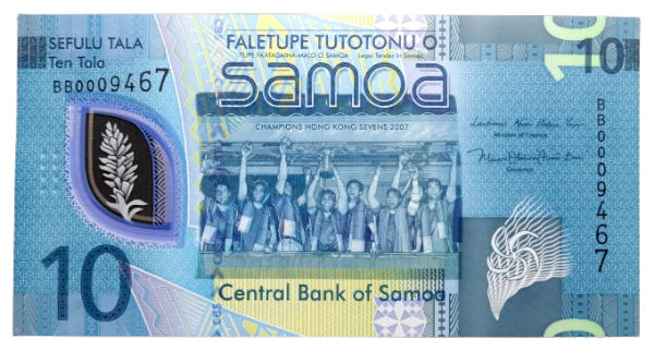 Producto - Samoa 10 Tala (2023) Polímero - Equipo de Rugby Pick.48 Unc