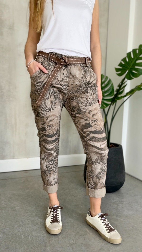 Producto - Babucha italiana animal print  beige con cinto