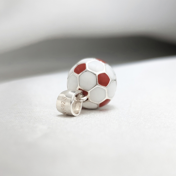 Producto - Dije Pelota de Fútbol Plata 925 Esmaltada Rojo y Blanco - 2