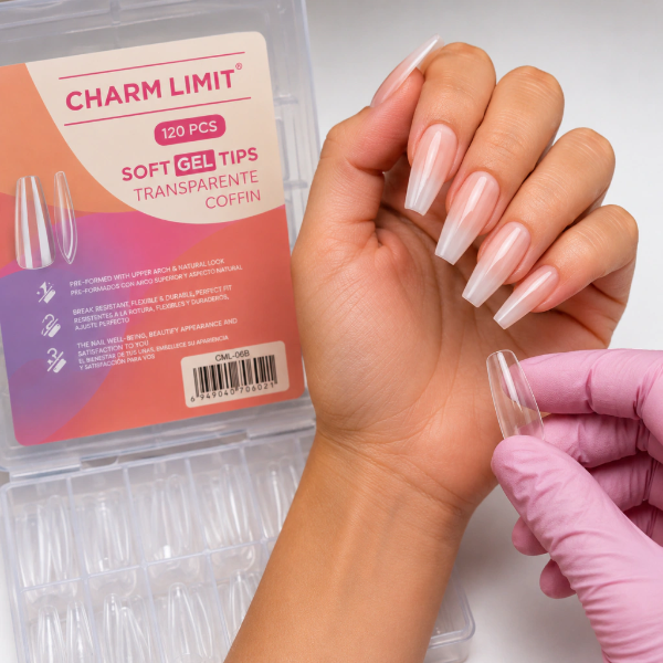 Producto - Tips soft gel charm limit 120 piezas coffin