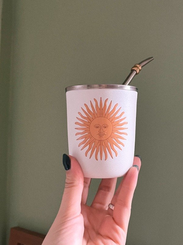 Producto - Mate térmico Sol de mayo blanco