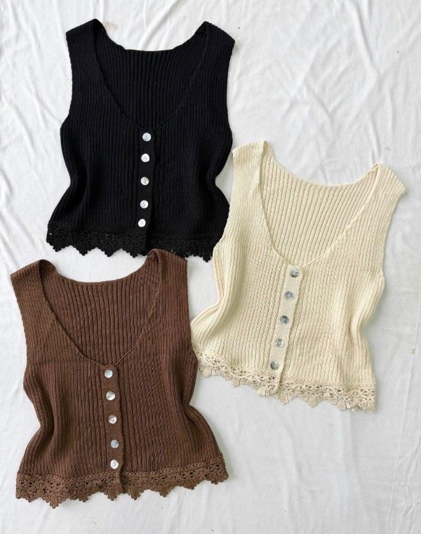 Producto - Musculosa botón puntilla hilo