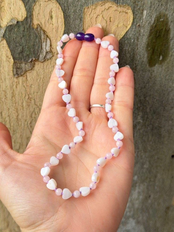 Producto - Collar corazón de Nácar y amatista