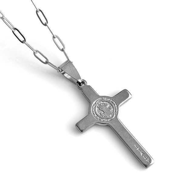 Producto - Collar de acero quirúrgico - 55cm - Chain - Cruz San Benito