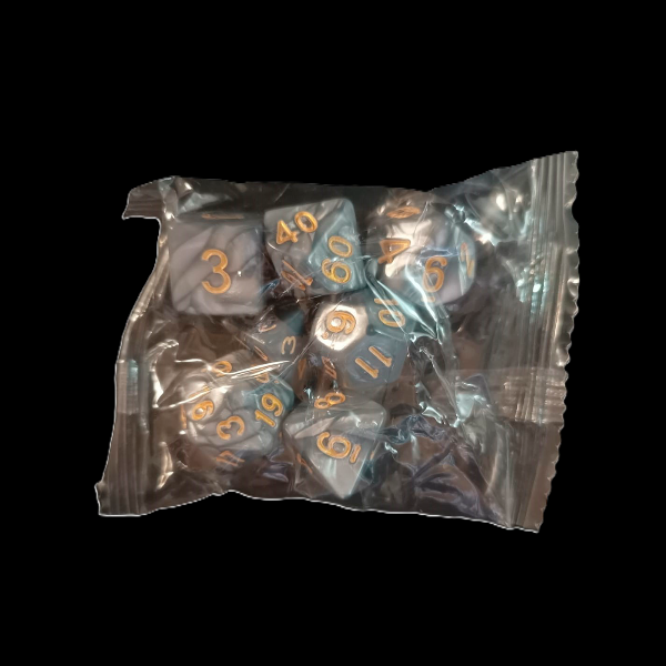 Producto - Set de 7 Dados - Gris Marmolado