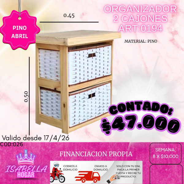Producto - ORGANIZADOR 2 CAJONES