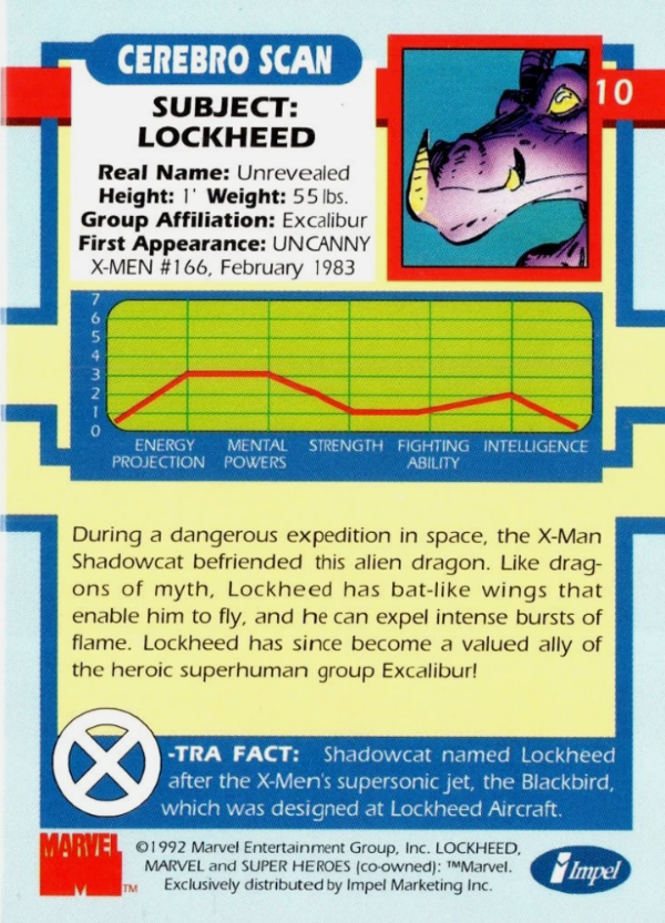 Producto - 1992 Impel The Uncanny X-Men #10 - Lockheed - 1