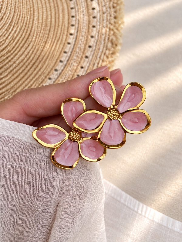 Producto - Aros CAMELIA esmaltados rosa A.D