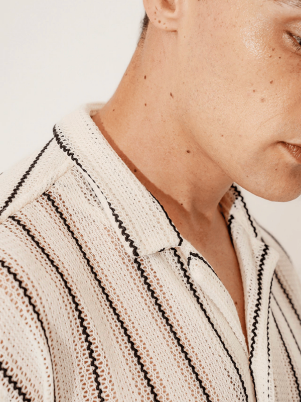 Producto - Camisa de lino blanca estampada - 1
